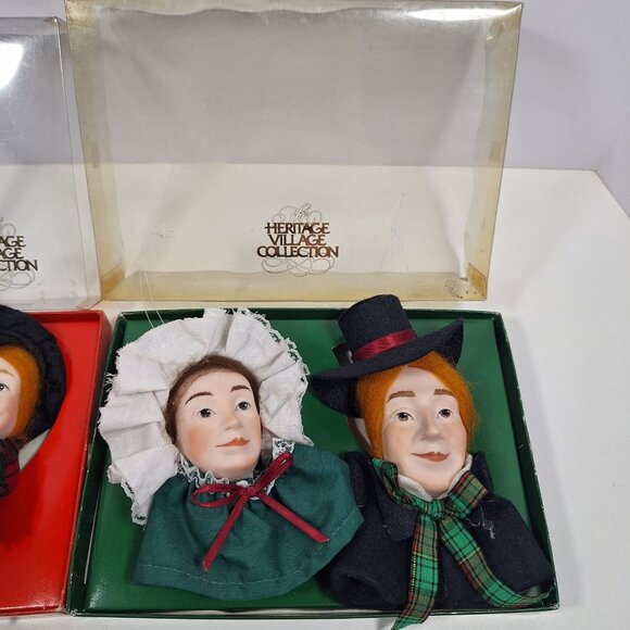 A Christmas Carol Heritage Village Tiny Tim Bob Cratchit Scrooge Heads 1988 Lot - Picture 2 of 16